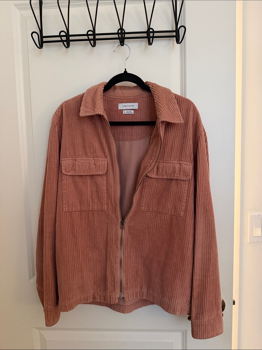 Urban Outfitters Corduroy Zip Jacket in Dusty Rose